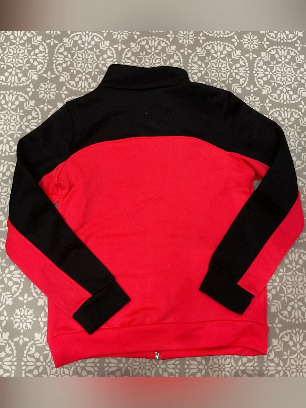 Old Navy Girls Black & Hot Coral Zip-Up Sweater Size L (10/12)